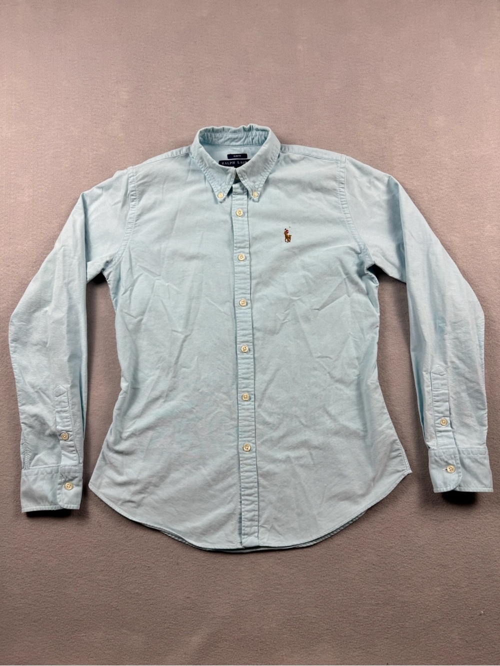 Polo Oxford Mint Green Button Down Shirt Slim Fit Women Size 6